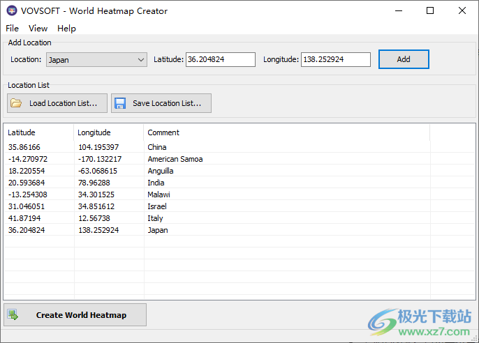 VovSoft World Heatmap Creator(地图创建)