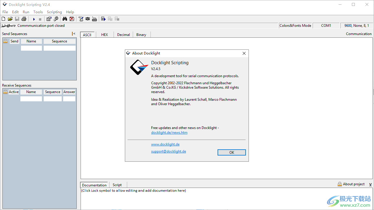 Docklight scripting模拟串行端口