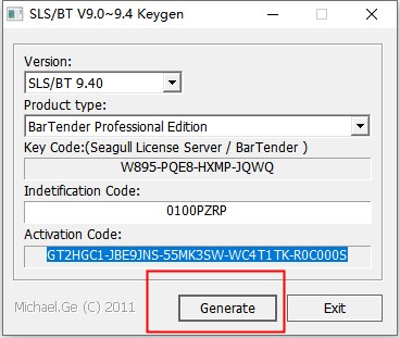 BarTender9.4注册机电脑版