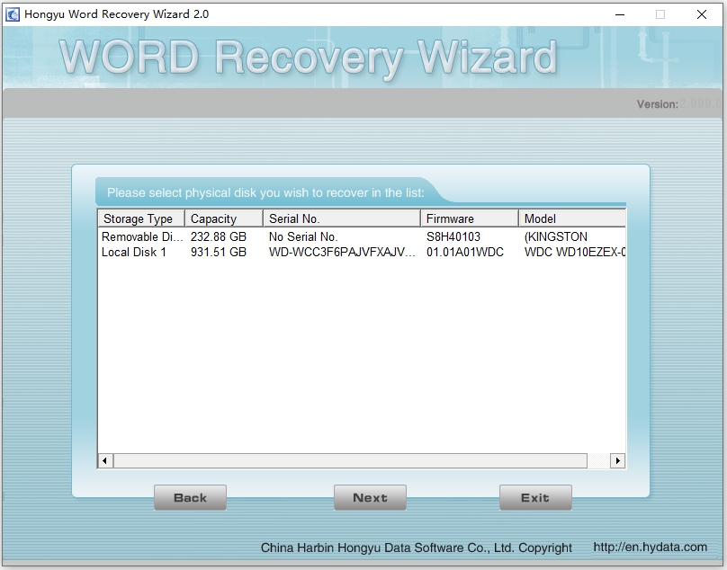 hongyu word recovery wizard(Word文档恢复软件)