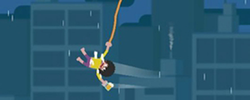 秋季男孩绳索救援