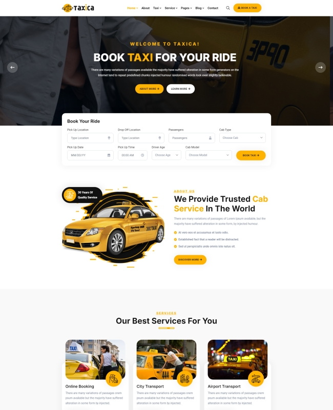 响应式出租车服务公司网站模板